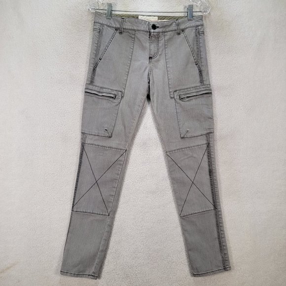 Stella McCartney Denim - Stella McCartney Gray Denim Stretch Moto Slim Cargo Low Rise Skinny Jeans Italy